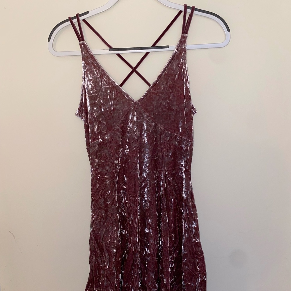 American Eagle Pink Crushed Velvet Mini Dress Size Medium